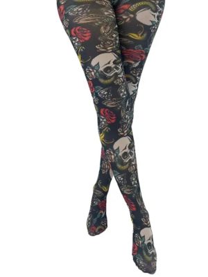 Tights -Skull and Snake Printed Tights by Pamela Mann