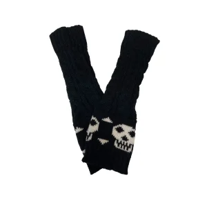 Gloves - Knitted Skull and Crossbones Fingerless Gloves by Pamela Mann